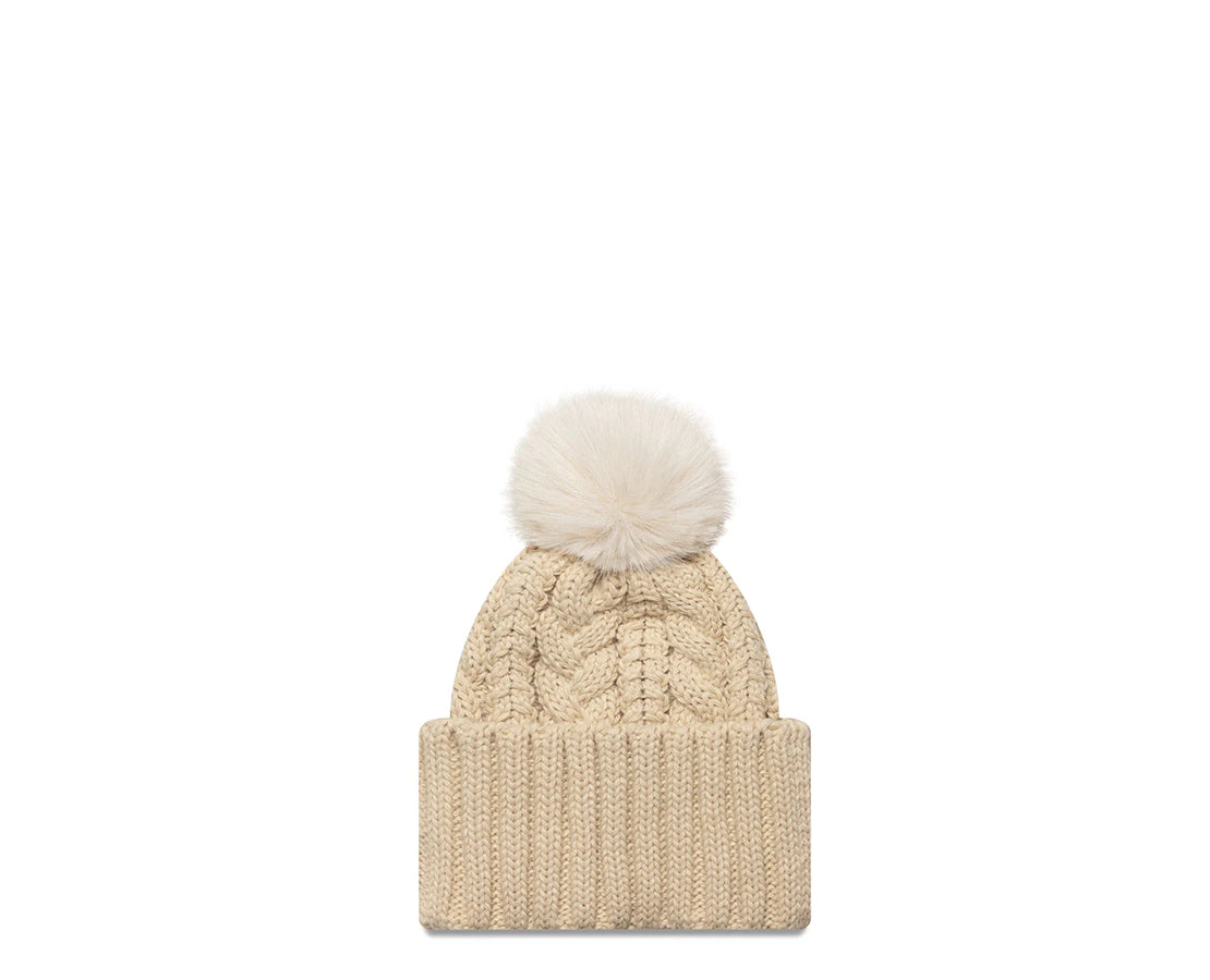 New Era Cable Knit Beanie New York Yankees Light Beige BJ - 60691156E-76