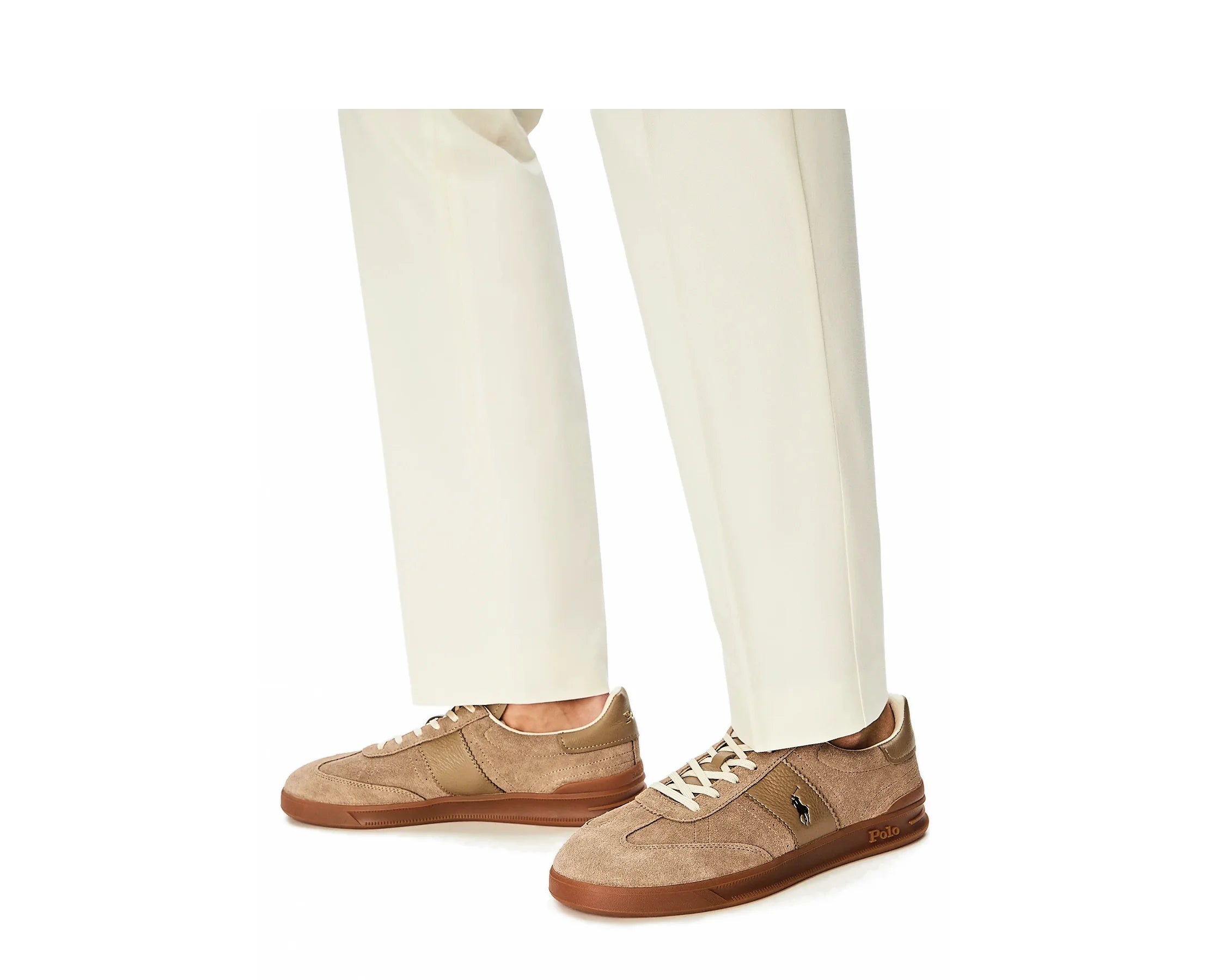 Sapatilhas Ralph Lauren Heritage Aera Castanho — em uso | 809978010002