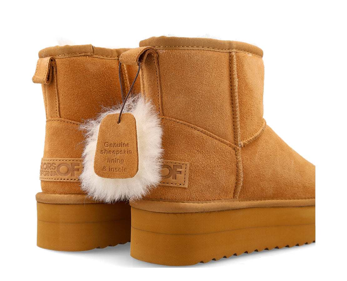 Colors Of California Suede Platform Sheepskin Boot CAMEL - HC_SHEARPLA1_TAN-134