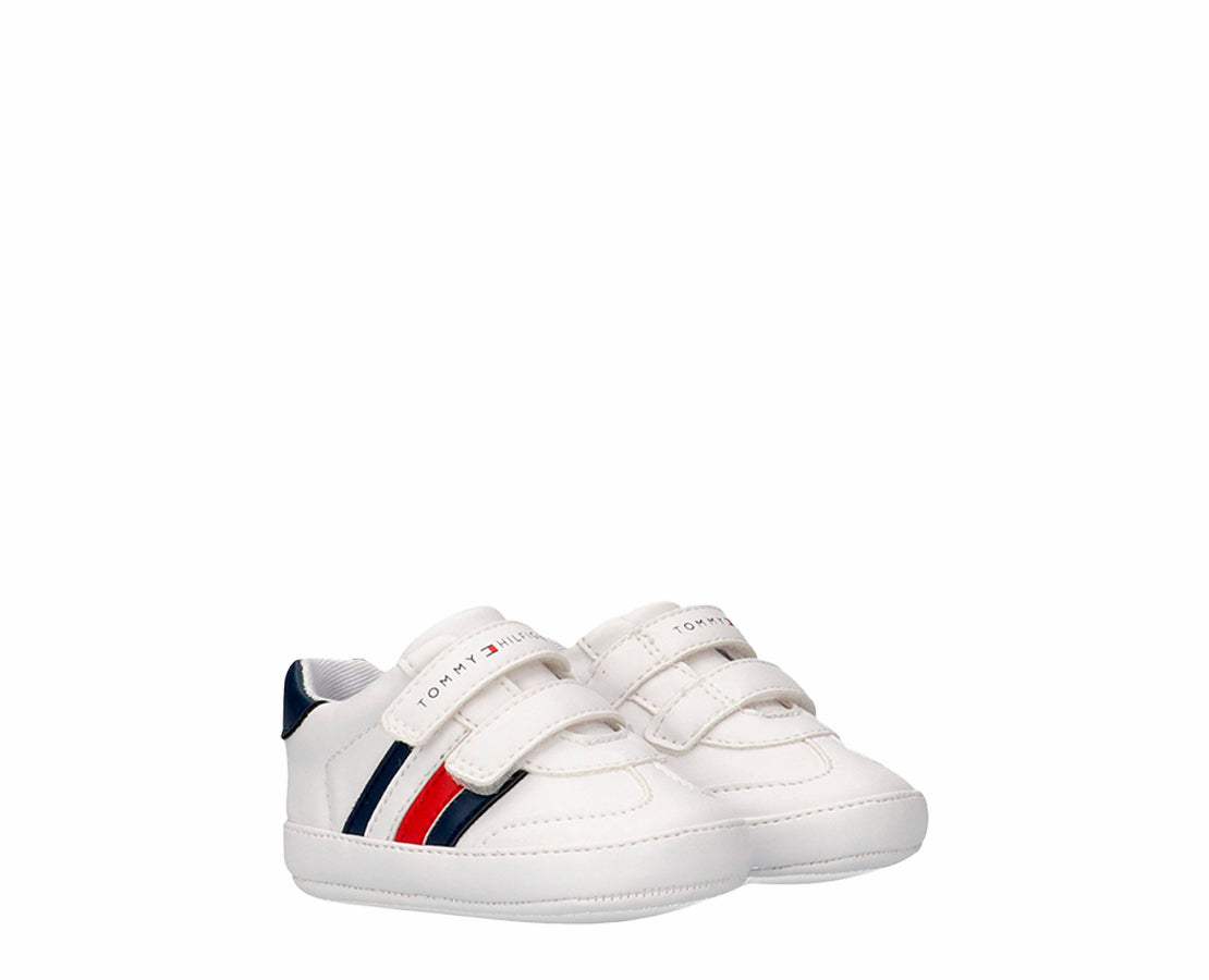 Tommy Hilfiger Stripe Low Cut Velcro Crib BR/MAR - T0B9-33831-1433X336-115
