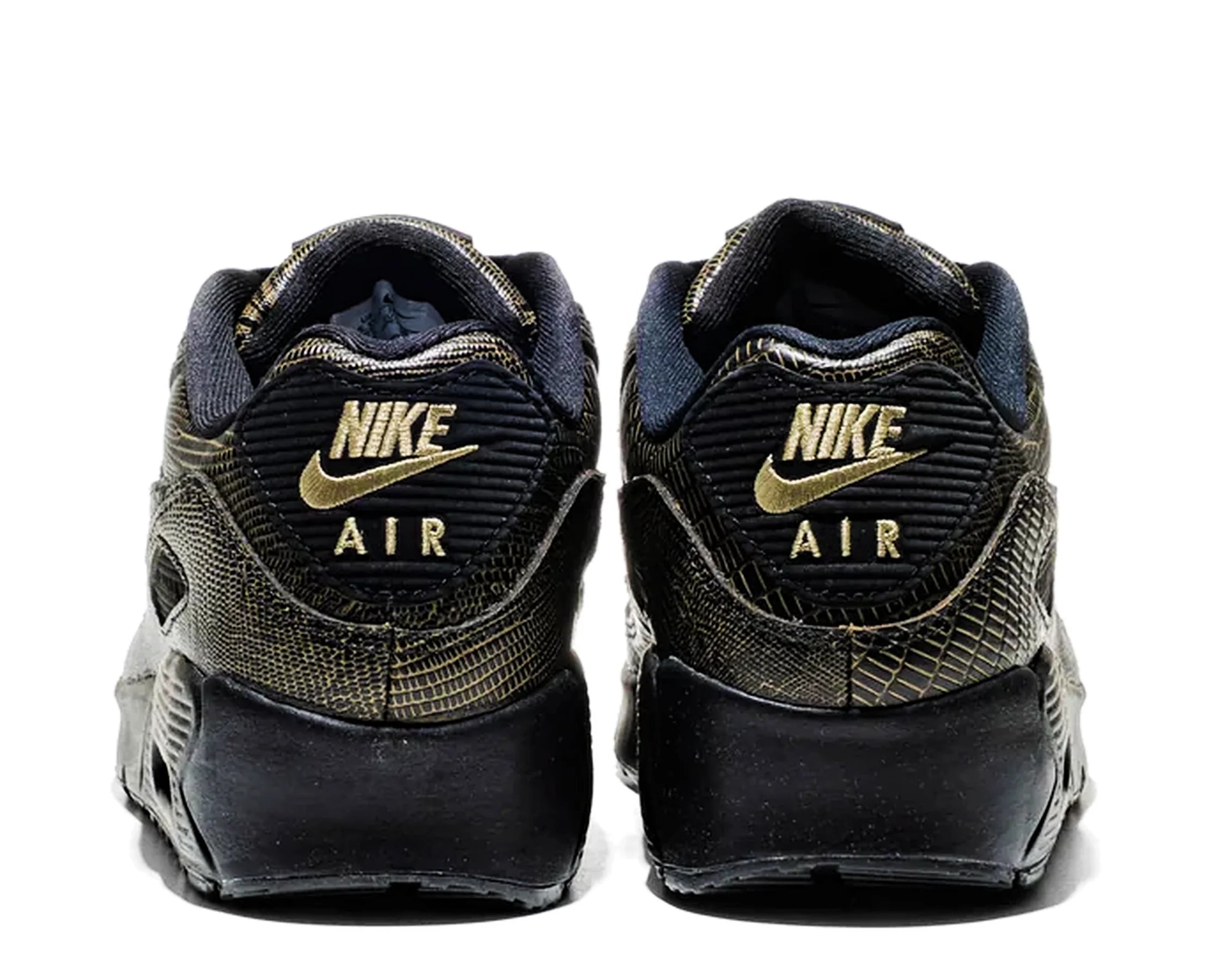 Sapatilhas Nike Air Max 90 Tech Black Gold Reptile — traseira | IR1809-001