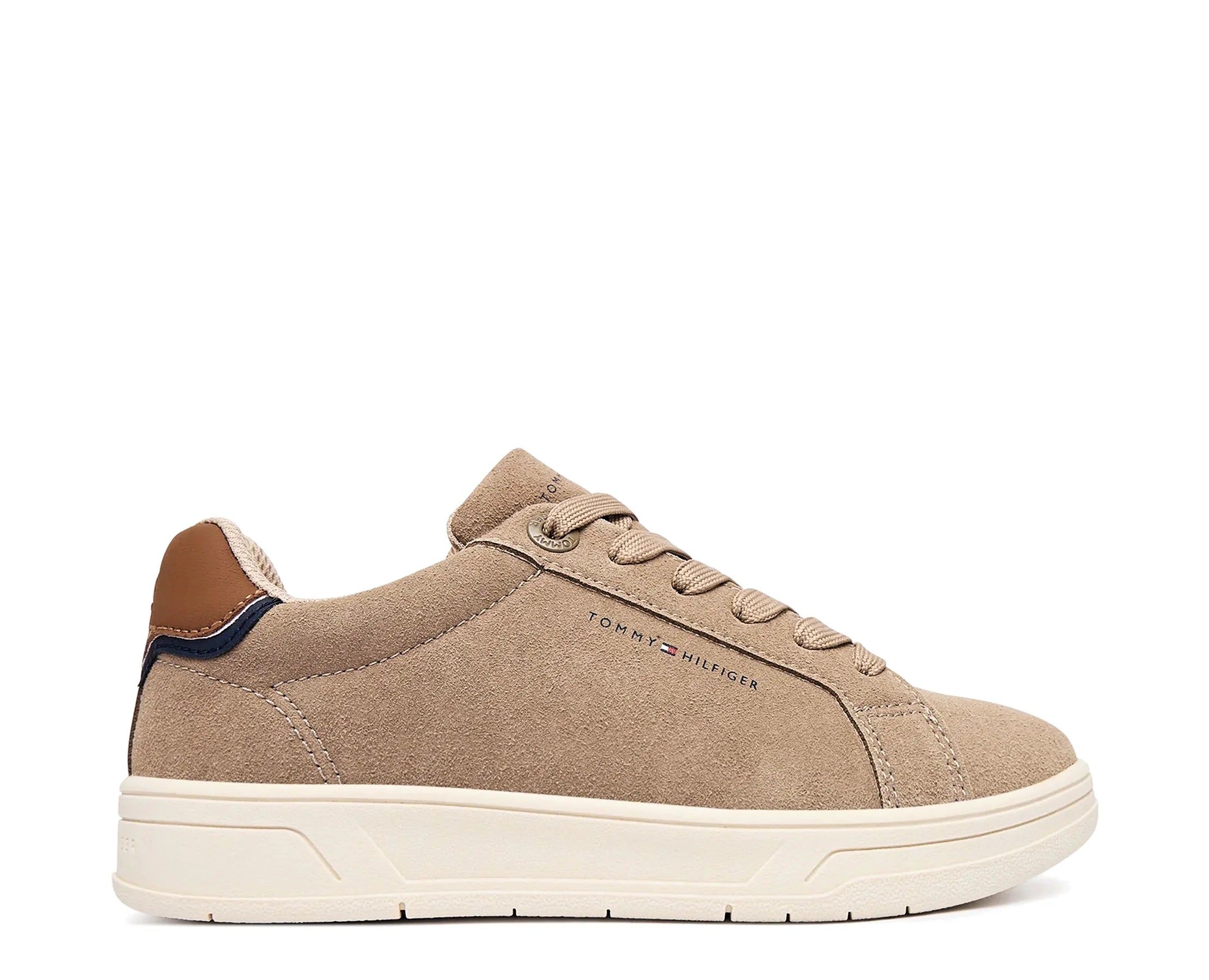 Sapatilhas Tommy Hilfiger Low Cut Lace-Up Bege — perfil exterior | T3X9-35244-0318J046