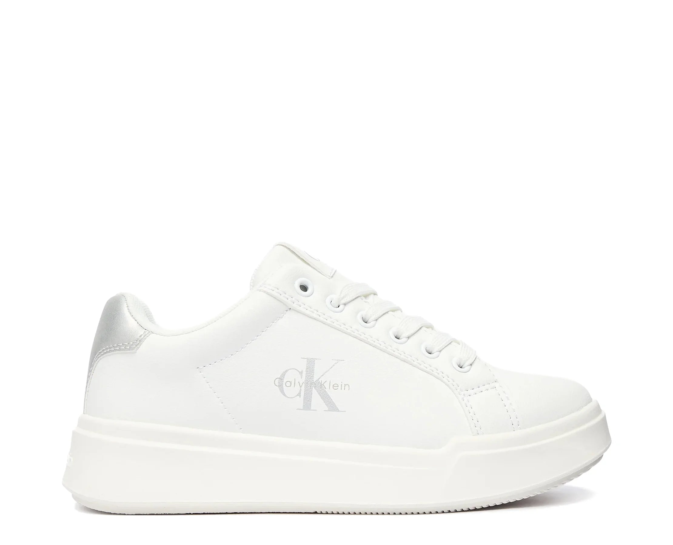 Sapatilhas Calvin Klein Low Cut Lace-Up Branco — vista lateral | V3A9-83390-1355X025