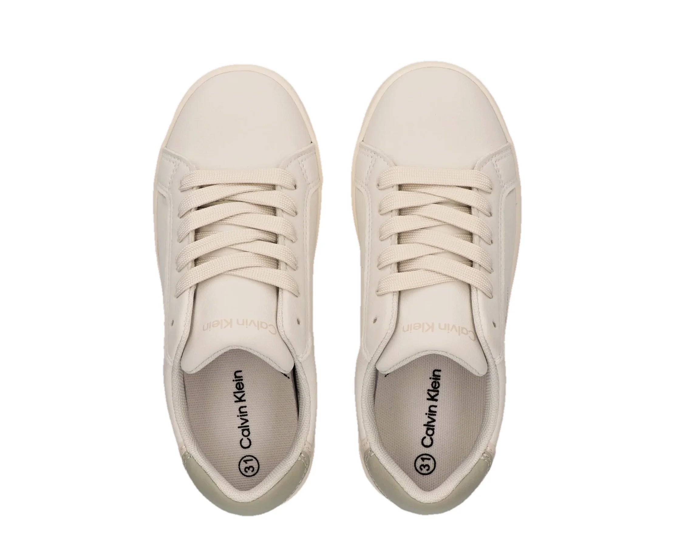 Sapatilhas Calvin Klein Low Cut Lace-Up Sneaker Branco — vista de topo | V3X9-83447-1355Y639