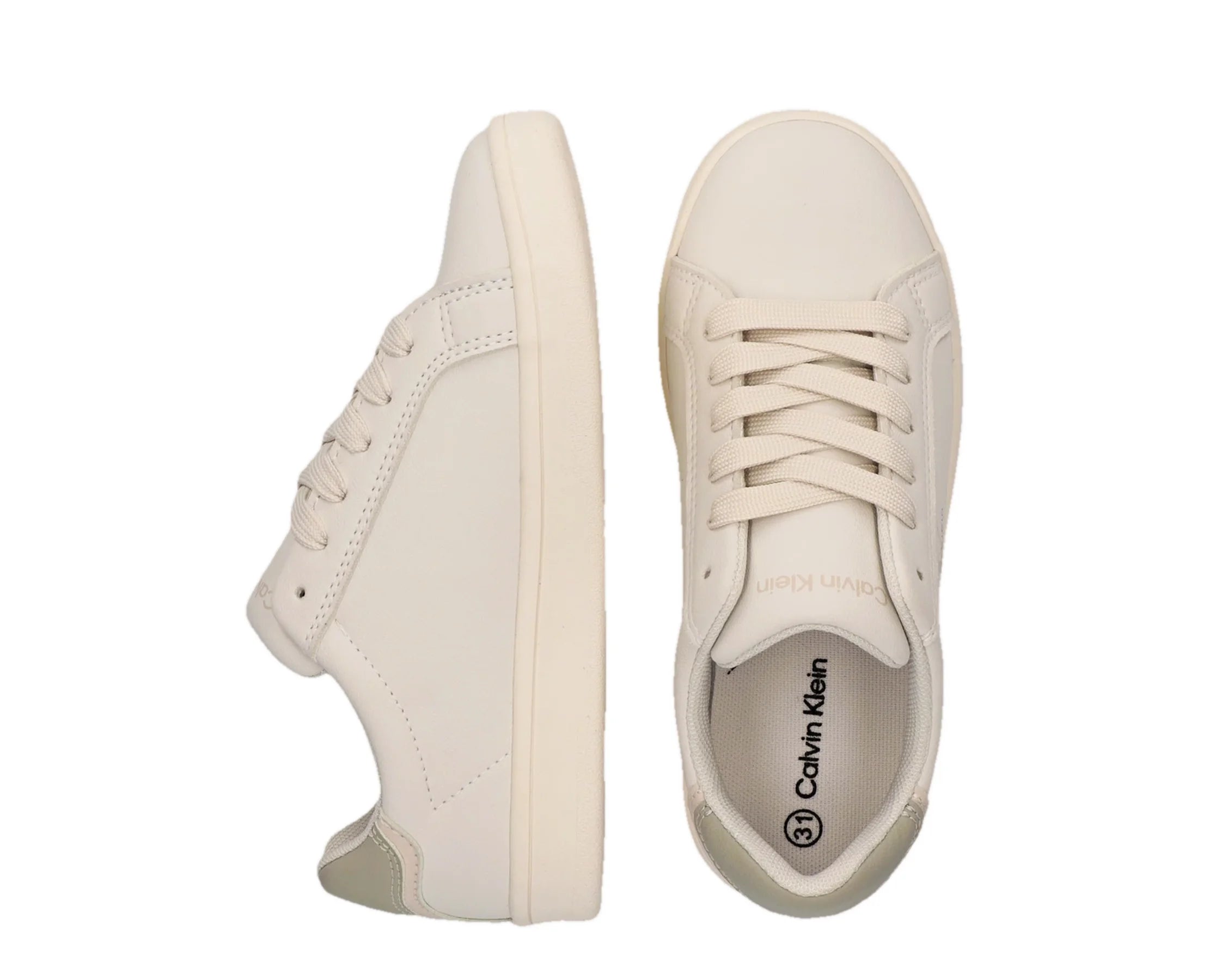 Sapatilhas Calvin Klein Low Cut Lace-Up Sneaker Branco — perfil exterior | V3X9-83447-1355Y639