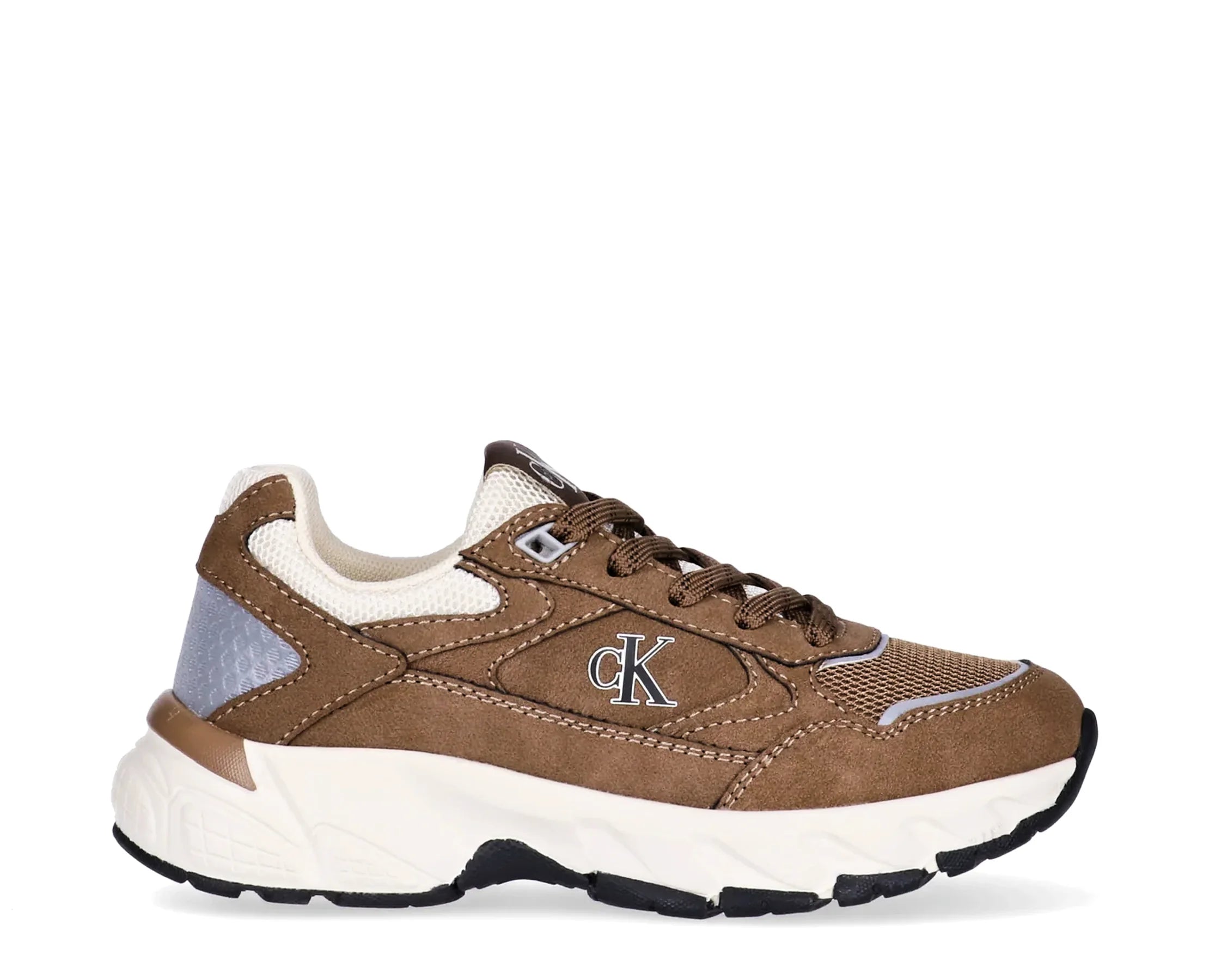 Sapatilhas Calvin Klein Low Cut Lace-Up Castanho — vista lateral | V3X9-83485-1960582-