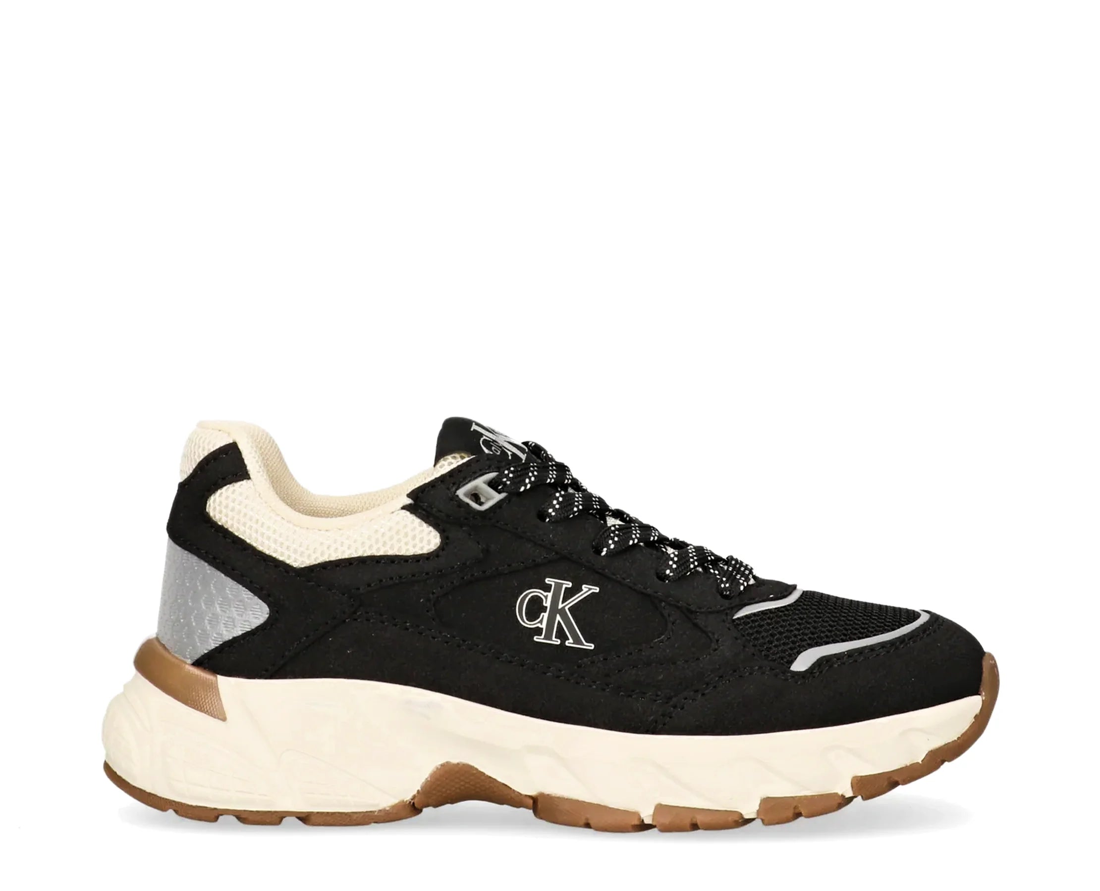 Sapatilhas Calvin Klein Low Cut Lace-Up Preto — vista lateral | V3X9-83485-1960999-