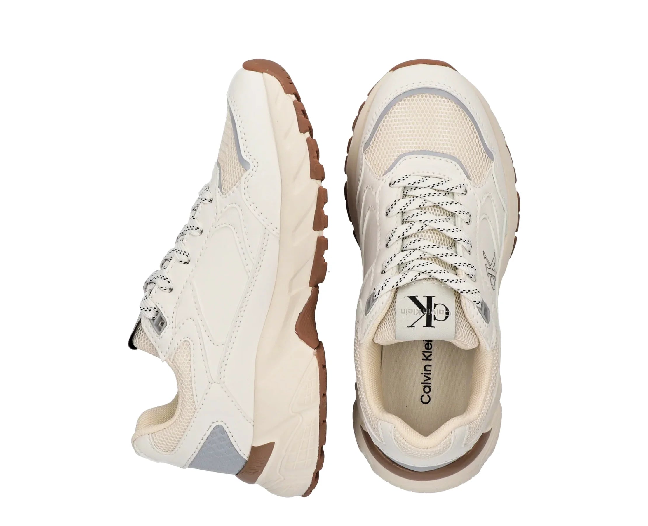 Sapatilhas Calvin Klein Low Cut Lace-Up Sneaker Bege — vista 5 | V3X9-83486-1695530-