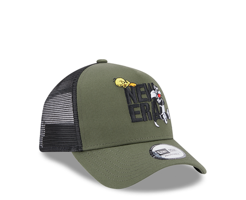 New Era Warner Brothers Sylvester and Tweetie Pie Green A-Frame Trucker VD/PR - 60364252E-316