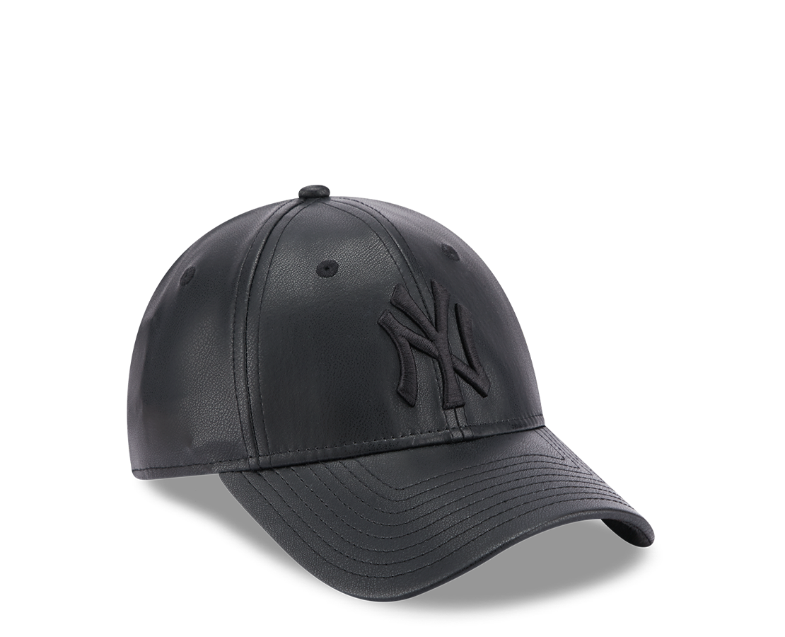 New Era NY Yankees Faux Leather Womens Black 9FORTY Adjustable PR - 60364301E-240