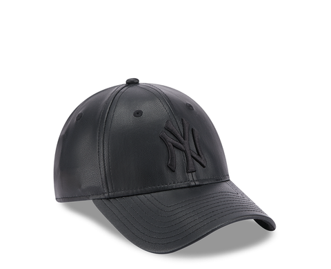 New Era NY Yankees Faux Leather Womens Black 9FORTY Adjustable PR - 60364301E-240